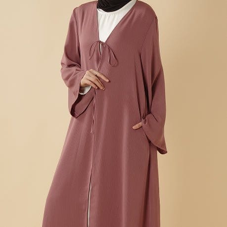 Essential Zoom Open Front Abaya with Tie Closure & Pockets (MOA309) - A-1 Thread Vault