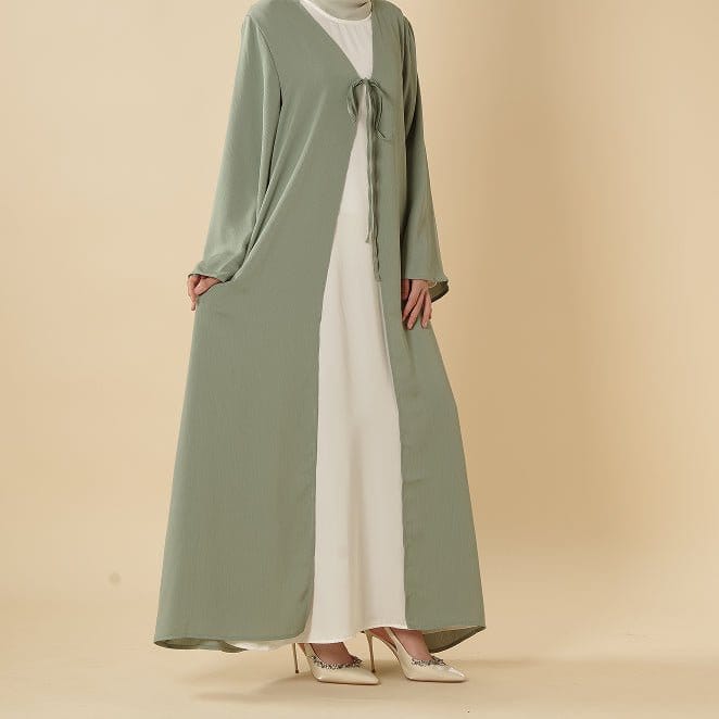 Essential Zoom Open Front Abaya with Tie Closure & Pockets (MOA309) - A-1 Thread Vault