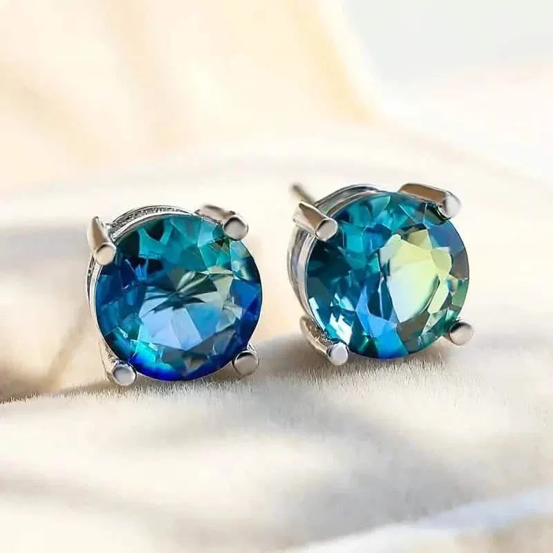 European and American Style Copper Earrings with Blue Zirconium - A-1 Thread Vault
