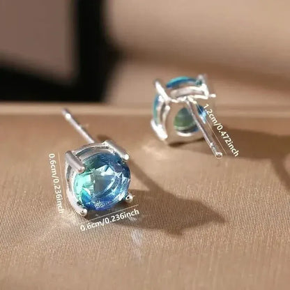 European and American Style Copper Earrings with Blue Zirconium - A-1 Thread Vault
