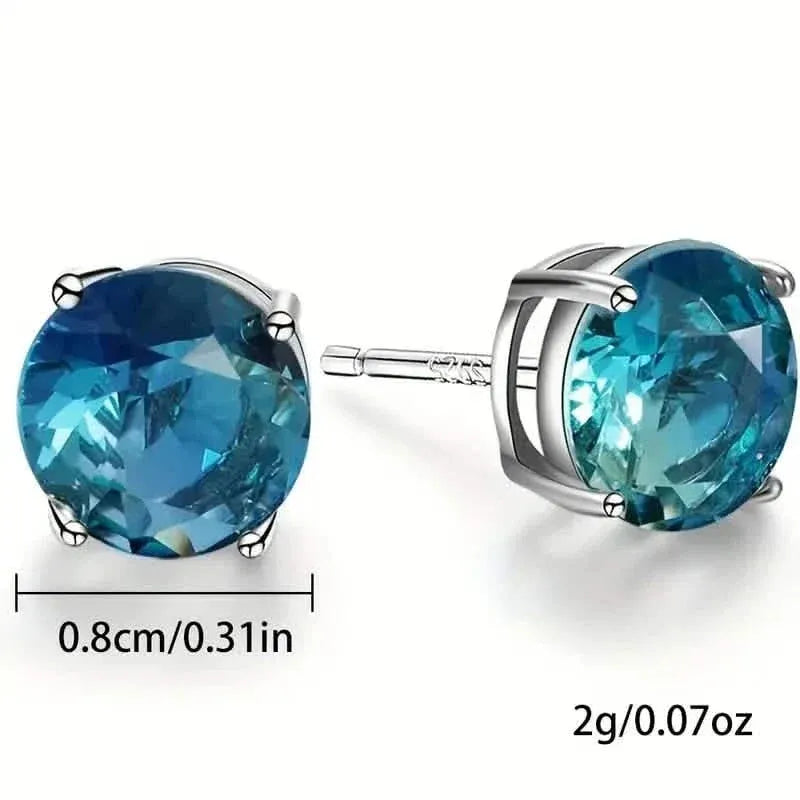 European and American Style Copper Earrings with Blue Zirconium - A-1 Thread Vault