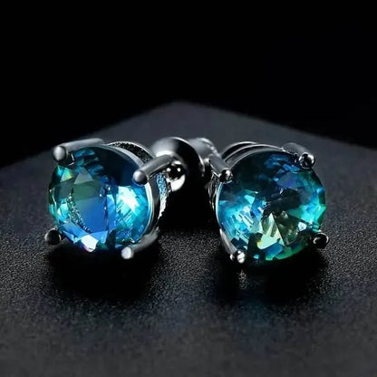 European and American Style Copper Earrings with Blue Zirconium - A-1 Thread Vault