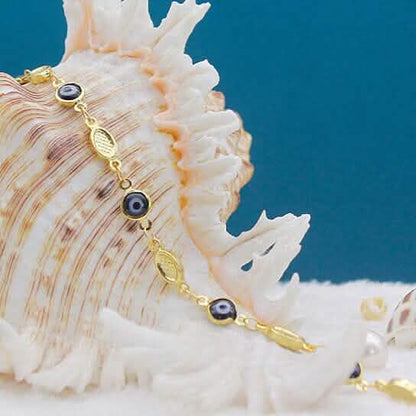 Evil Eye Anklet 10" Blue Plain Mariner High Polish - A-1 Thread Vault