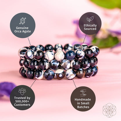 Exotic Orca Agate Bracelet of Deep Healing - A-1 Thread Vault
