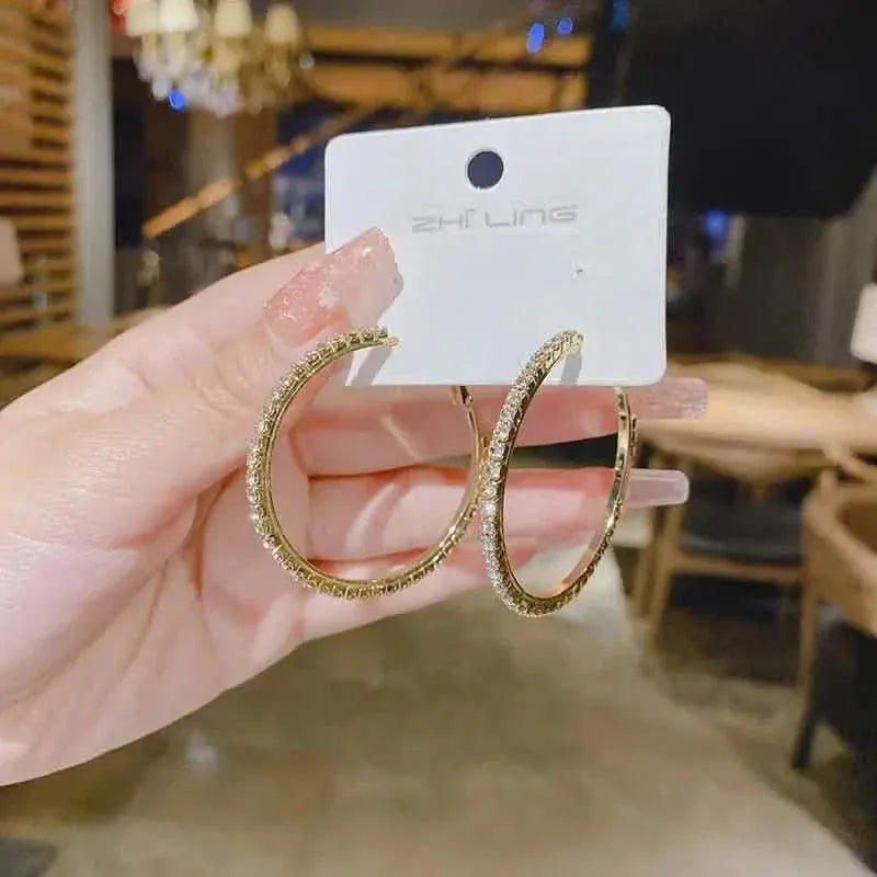 Exquisite Large Hoop Earrings - Sparkling Statement Jewelry - A-1 Thread Vault