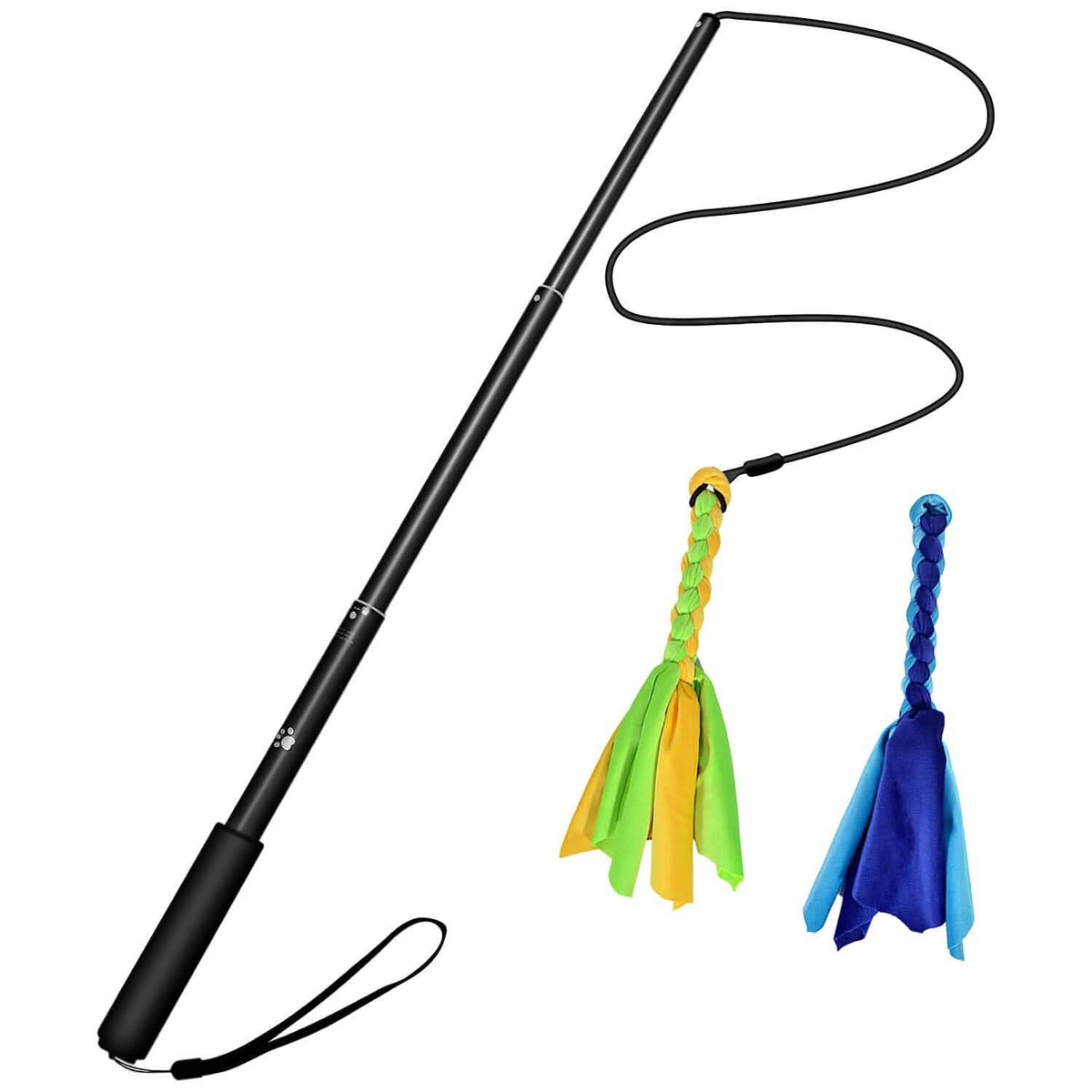 Extendable Dog Flirt Pole with 2 Replaceable Interactive Tail Toys - A-1 Thread Vault
