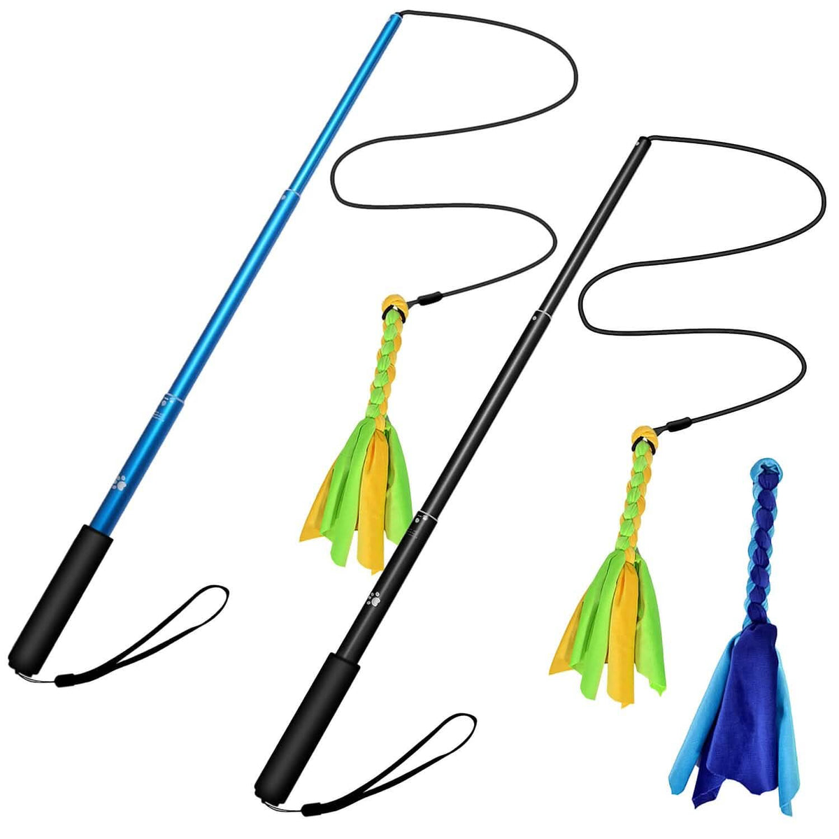 Extendable Dog Flirt Pole with 2 Replaceable Interactive Tail Toys - A-1 Thread Vault