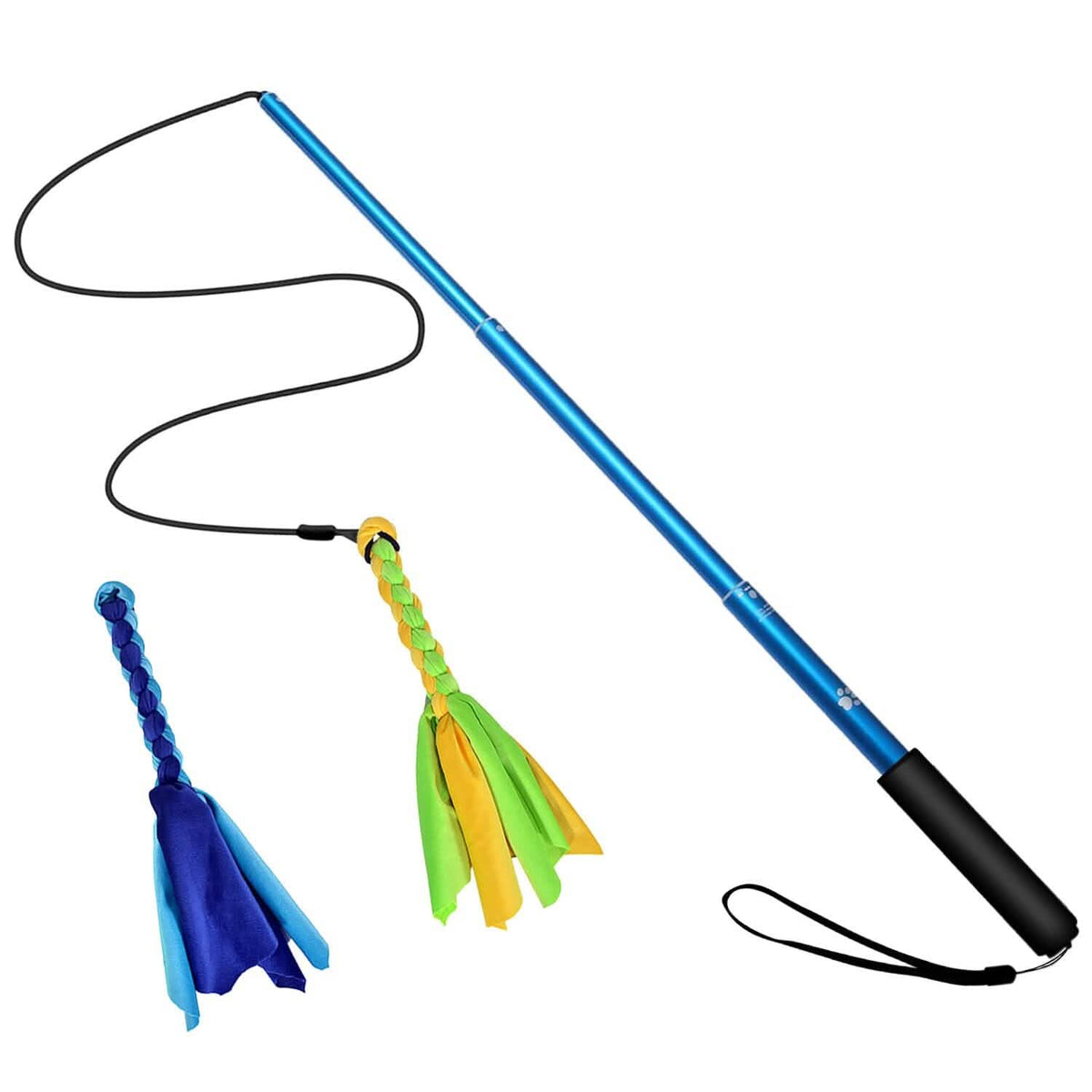 Extendable Dog Flirt Pole with 2 Replaceable Interactive Tail Toys - A-1 Thread Vault