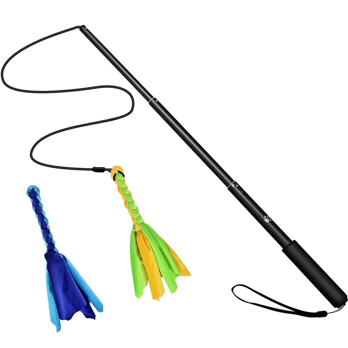 Extendable Dog Flirt Pole with 2 Replaceable Interactive Tail Toys - A-1 Thread Vault