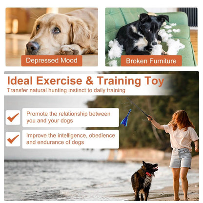 Extendable Dog Flirt Pole with 2 Replaceable Interactive Tail Toys - A-1 Thread Vault
