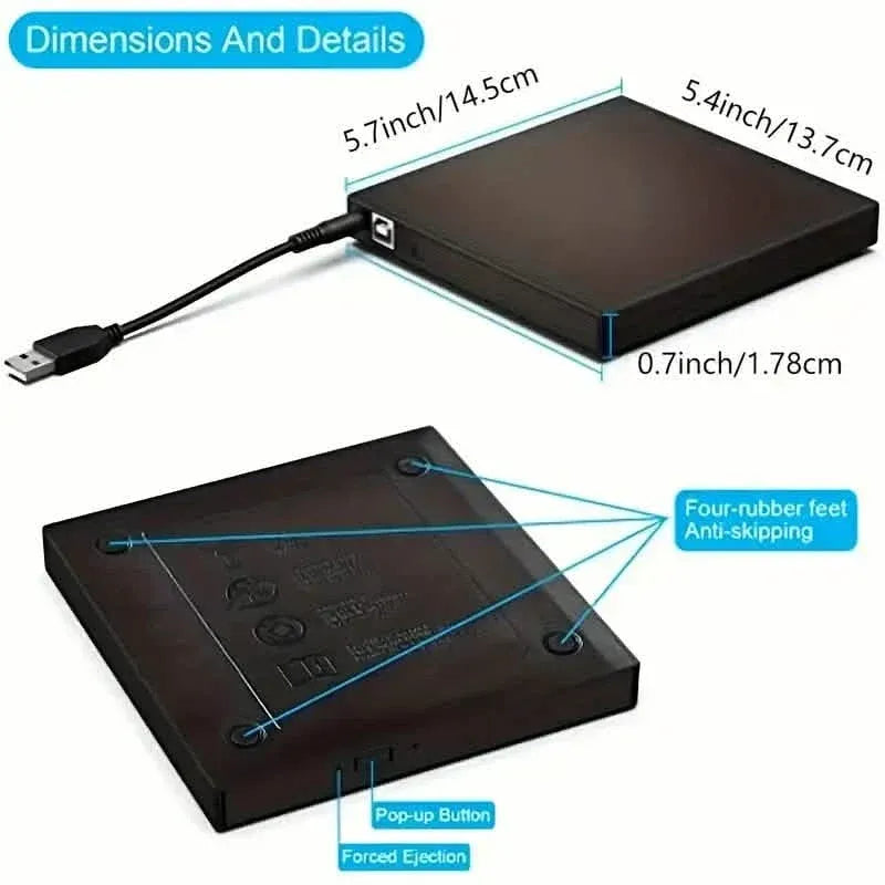 External CD/DVD Drive – USB 3.0 Slim Portable CD-RW/DVD-RW Burner for PC & Laptop - A-1 Thread Vault