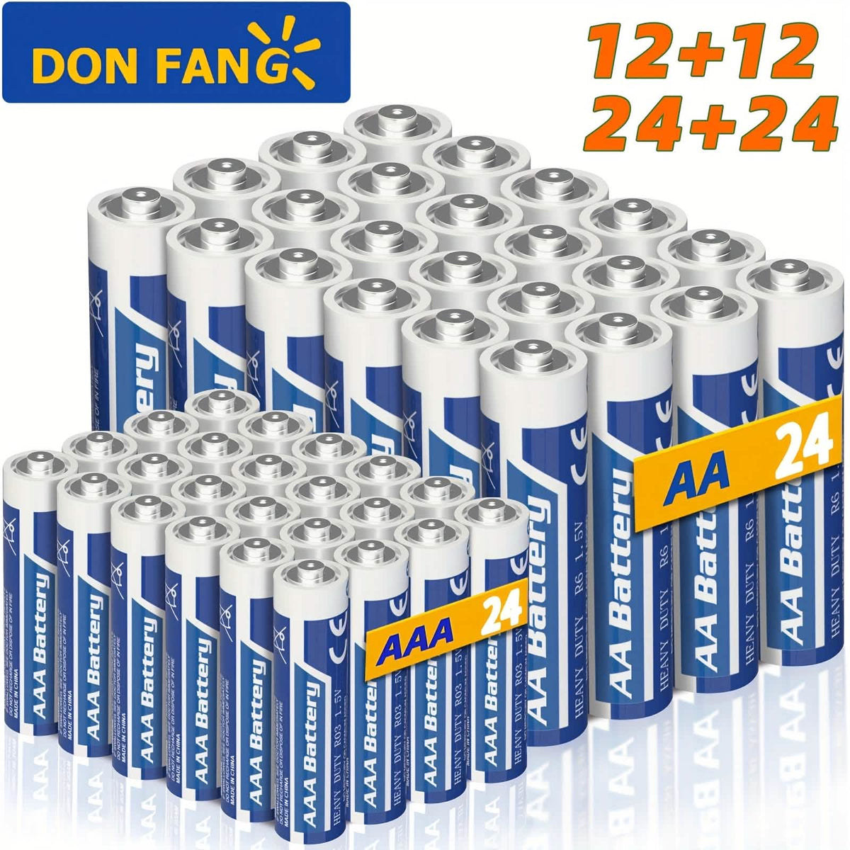 48-Pack: AA + AAA Carbon Battery Combo – 1.5V, Non-Rechargeable - A-1 Thread Vault