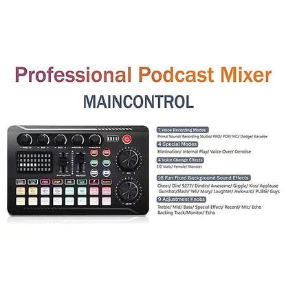 F998 Live Sound Card Audio Mixer Podcast Audio Interface with DJ Mixer Effects - A-1 Thread Vault