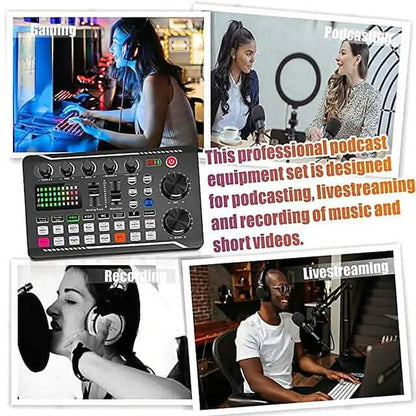 F998 Live Sound Card Audio Mixer Podcast Audio Interface with DJ Mixer Effects - A-1 Thread Vault