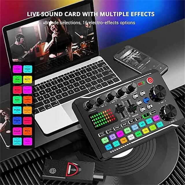 F998 Live Sound Card Audio Mixer Podcast Audio Interface with DJ Mixer Effects - A-1 Thread Vault