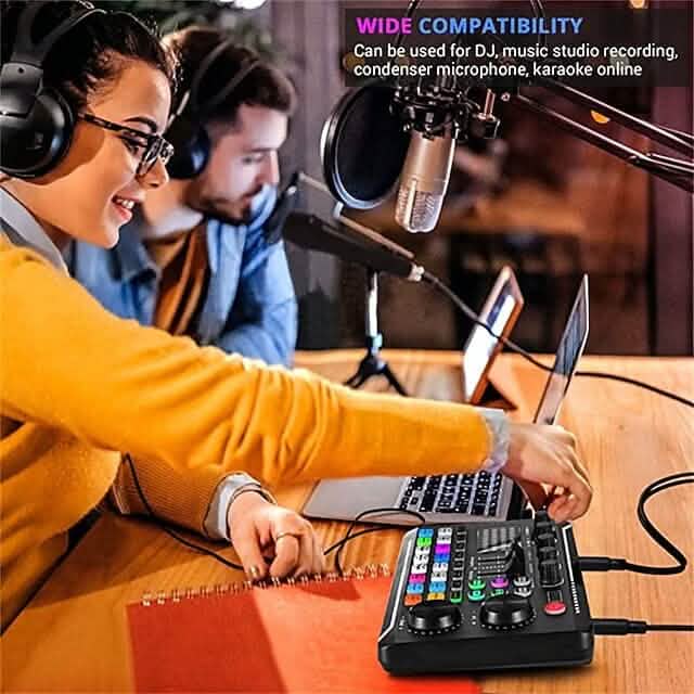 F998 Live Sound Card Audio Mixer Podcast Audio Interface with DJ Mixer Effects - A-1 Thread Vault