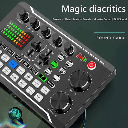 F998 Live Sound Card Audio Mixer Podcast Audio Interface with DJ Mixer Effects - A-1 Thread Vault