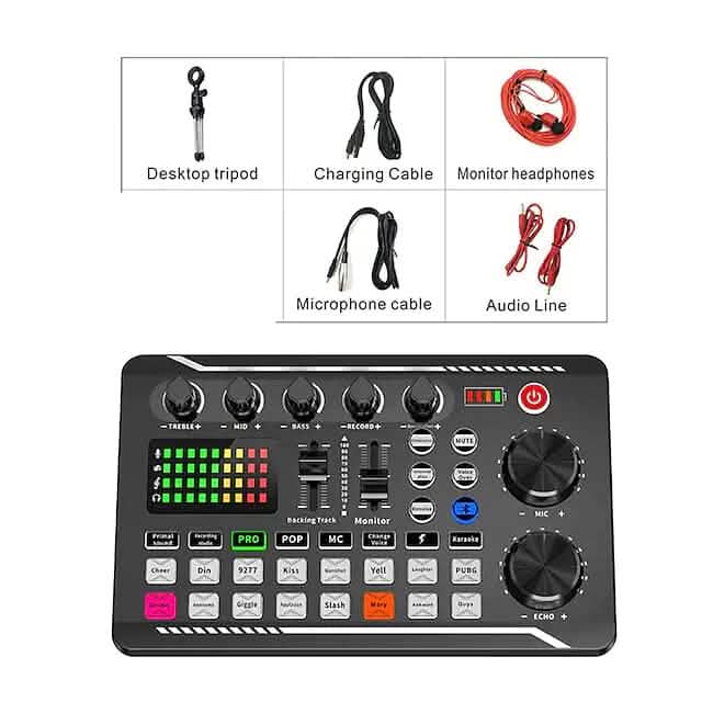 F998 Live Sound Card Audio Mixer Podcast Audio Interface with DJ Mixer Effects - A-1 Thread Vault
