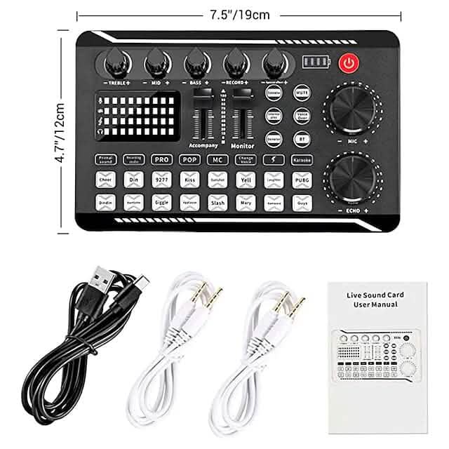F998 Live Sound Card Audio Mixer Podcast Audio Interface with DJ Mixer Effects - A-1 Thread Vault