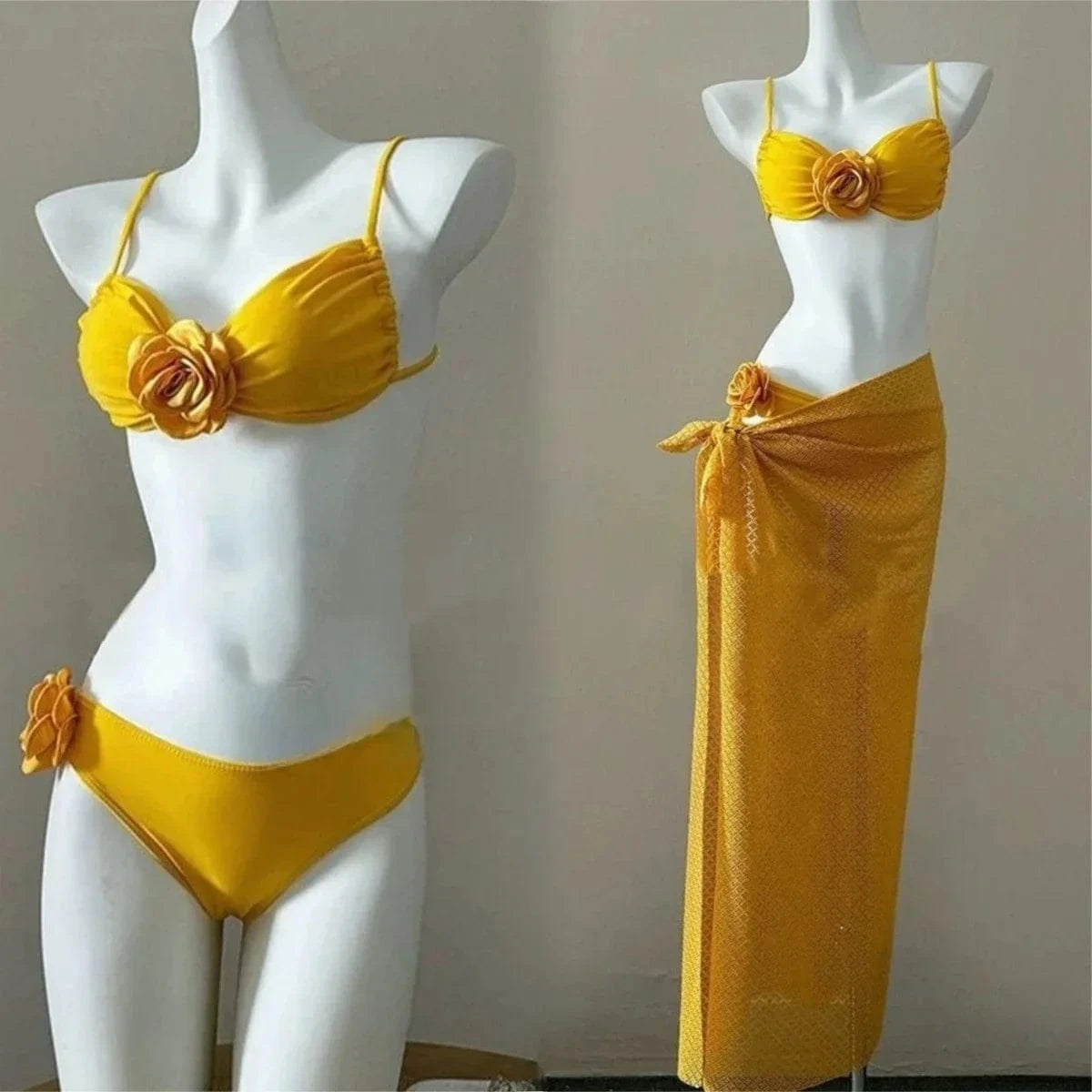 Fairy Sweet High Waist 4-Piece Split Bikini Set For Women 2026 - Print Trendy Swimwear Chic Beach Vacation Summer Party Fashion - A-1 Thread Vault