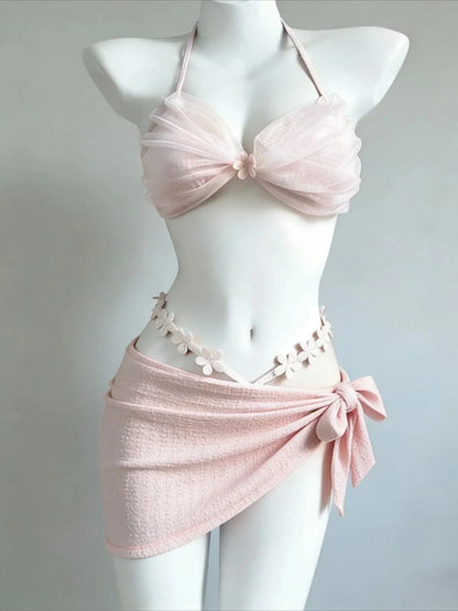 Fairy Sweet High Waist 4-Piece Split Bikini Set For Women 2026 - Print Trendy Swimwear Chic Beach Vacation Summer Party Fashion - A-1 Thread Vault