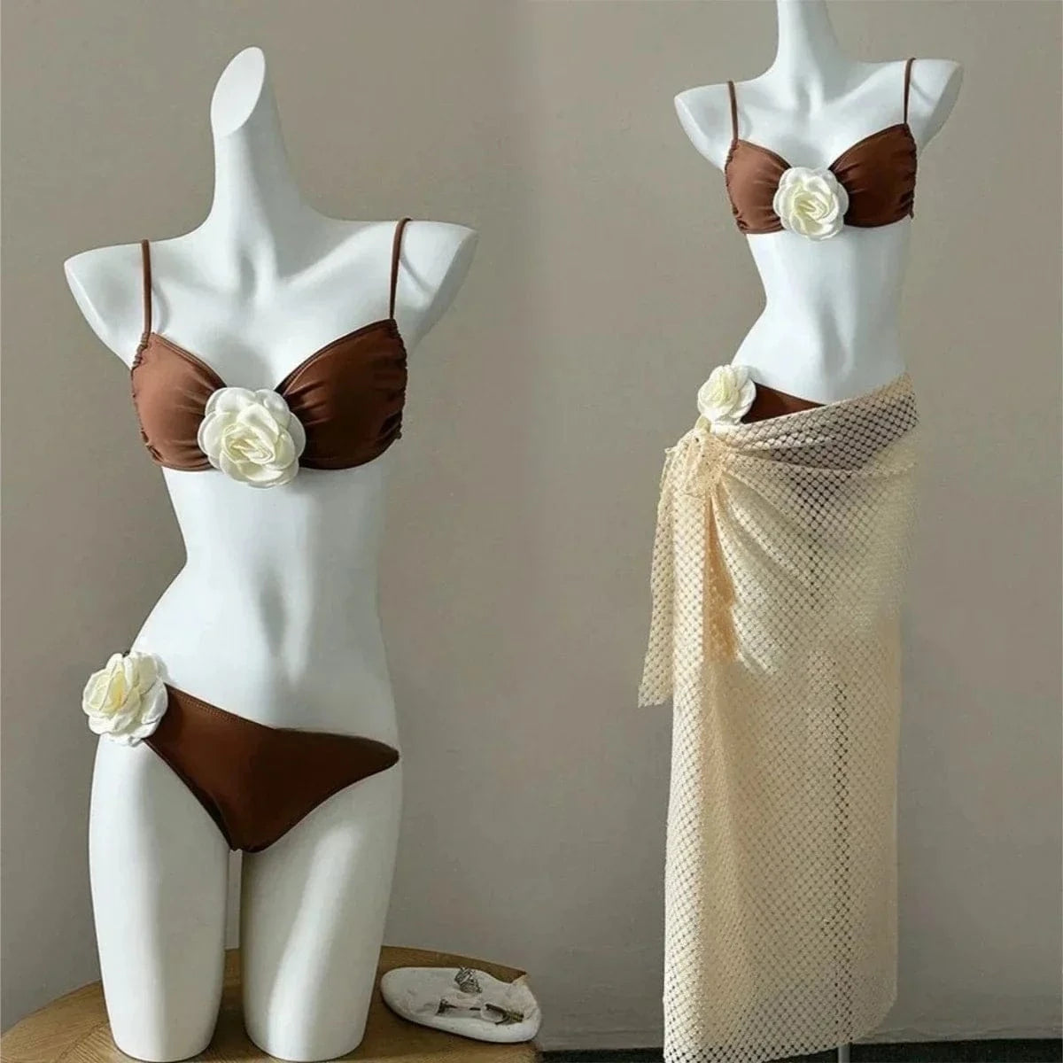 Fairy Sweet High Waist 4-Piece Split Bikini Set For Women 2026 - Print Trendy Swimwear Chic Beach Vacation Summer Party Fashion - A-1 Thread Vault
