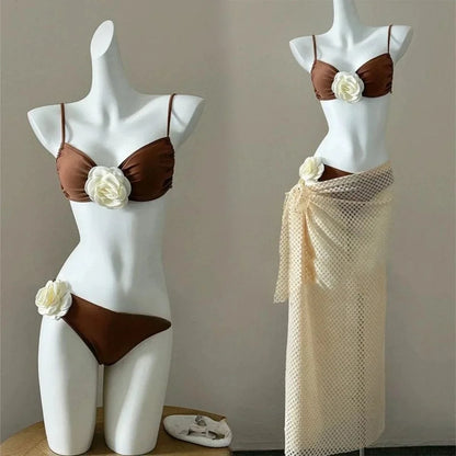 Fairy Sweet High Waist 4-Piece Split Bikini Set For Women 2026 - Print Trendy Swimwear Chic Beach Vacation Summer Party Fashion - A-1 Thread Vault