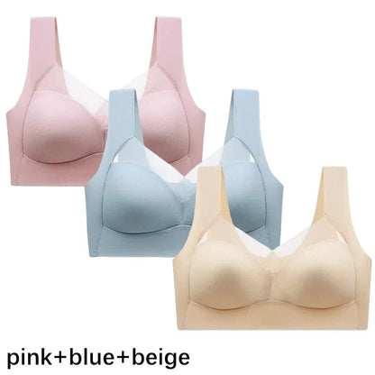FallSweet 3PCS Plus Size Seamless Sport Bra for Woman Lace Wireless Bralette Shockproof Beautiful Back Bra Comfort Gym Underwear - A-1 Thread Vault