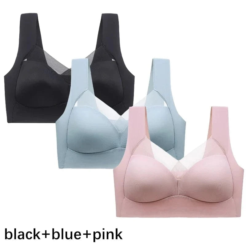 FallSweet 3PCS Plus Size Seamless Sport Bra for Woman Lace Wireless Bralette Shockproof Beautiful Back Bra Comfort Gym Underwear - A-1 Thread Vault