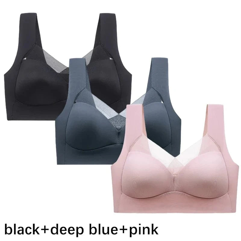 FallSweet 3PCS Plus Size Seamless Sport Bra for Woman Lace Wireless Bralette Shockproof Beautiful Back Bra Comfort Gym Underwear - A-1 Thread Vault