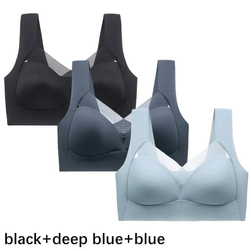 FallSweet 3PCS Plus Size Seamless Sport Bra for Woman Lace Wireless Bralette Shockproof Beautiful Back Bra Comfort Gym Underwear - A-1 Thread Vault