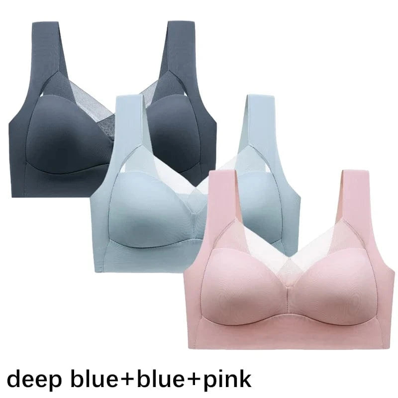 FallSweet 3PCS Plus Size Seamless Sport Bra for Woman Lace Wireless Bralette Shockproof Beautiful Back Bra Comfort Gym Underwear - A-1 Thread Vault