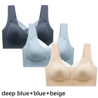 FallSweet 3PCS Plus Size Seamless Sport Bra for Woman Lace Wireless Bralette Shockproof Beautiful Back Bra Comfort Gym Underwear - A-1 Thread Vault