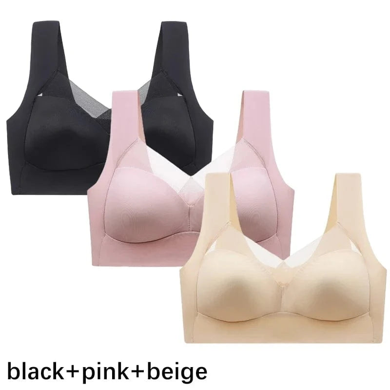 FallSweet 3PCS Plus Size Seamless Sport Bra for Woman Lace Wireless Bralette Shockproof Beautiful Back Bra Comfort Gym Underwear - A-1 Thread Vault