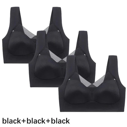 FallSweet 3PCS Plus Size Seamless Sport Bra for Woman Lace Wireless Bralette Shockproof Beautiful Back Bra Comfort Gym Underwear - A-1 Thread Vault