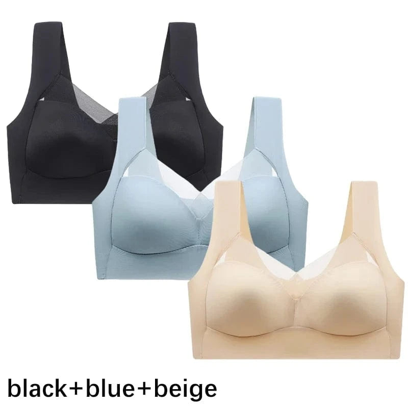 FallSweet 3PCS Plus Size Seamless Sport Bra for Woman Lace Wireless Bralette Shockproof Beautiful Back Bra Comfort Gym Underwear - A-1 Thread Vault