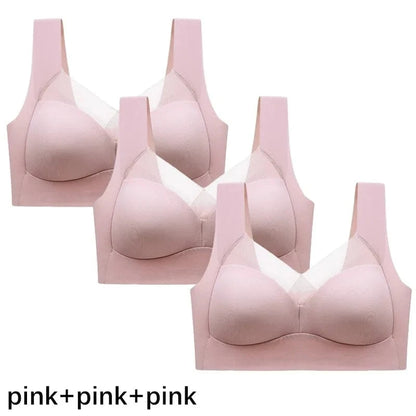 FallSweet 3PCS Plus Size Seamless Sport Bra for Woman Lace Wireless Bralette Shockproof Beautiful Back Bra Comfort Gym Underwear - A-1 Thread Vault