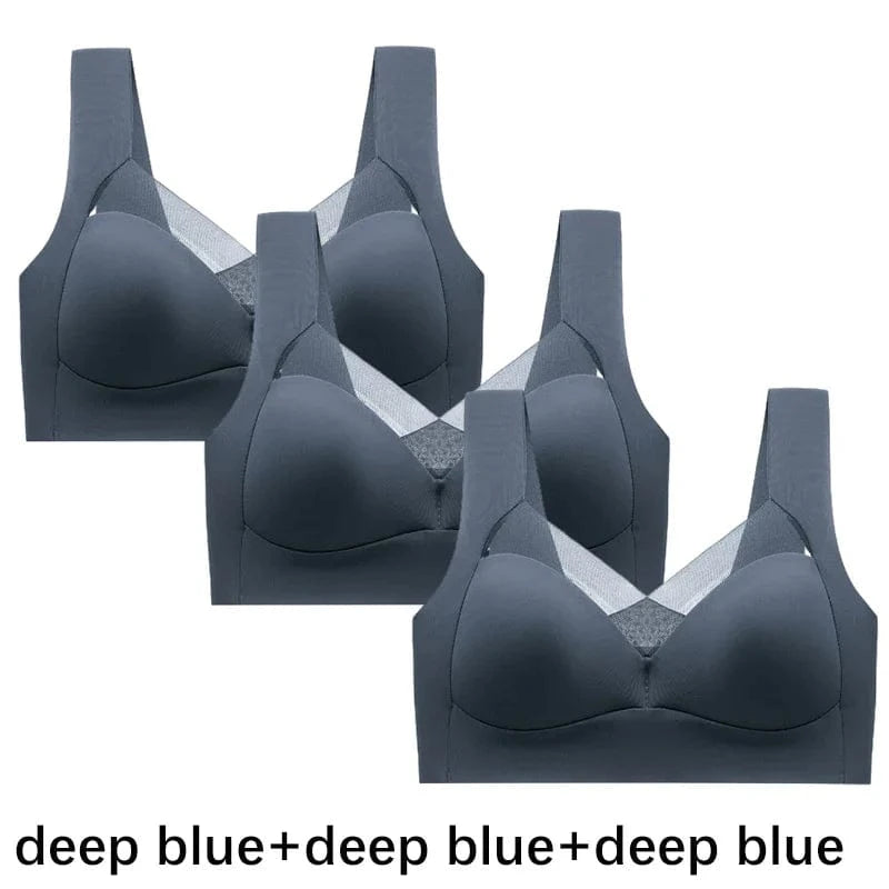 FallSweet 3PCS Plus Size Seamless Sport Bra for Woman Lace Wireless Bralette Shockproof Beautiful Back Bra Comfort Gym Underwear - A-1 Thread Vault