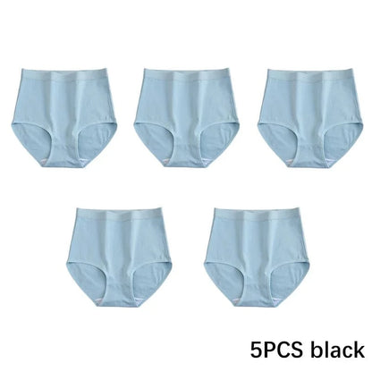 FallSweet 5PCS/set Women’s Cotton Panties Seamless Plus Size Briefs Solid Underwear Soft Breathable Underpants Female Lingerie - A-1 Thread Vault