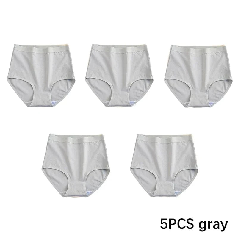 FallSweet 5PCS/set Women’s Cotton Panties Seamless Plus Size Briefs Solid Underwear Soft Breathable Underpants Female Lingerie - A-1 Thread Vault