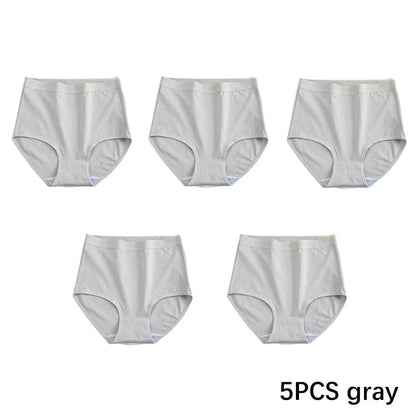FallSweet 5PCS/set Women’s Cotton Panties Seamless Plus Size Briefs Solid Underwear Soft Breathable Underpants Female Lingerie - A-1 Thread Vault