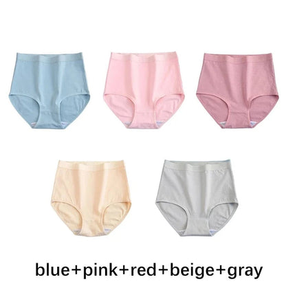 FallSweet 5PCS/set Women’s Cotton Panties Seamless Plus Size Briefs Solid Underwear Soft Breathable Underpants Female Lingerie - A-1 Thread Vault