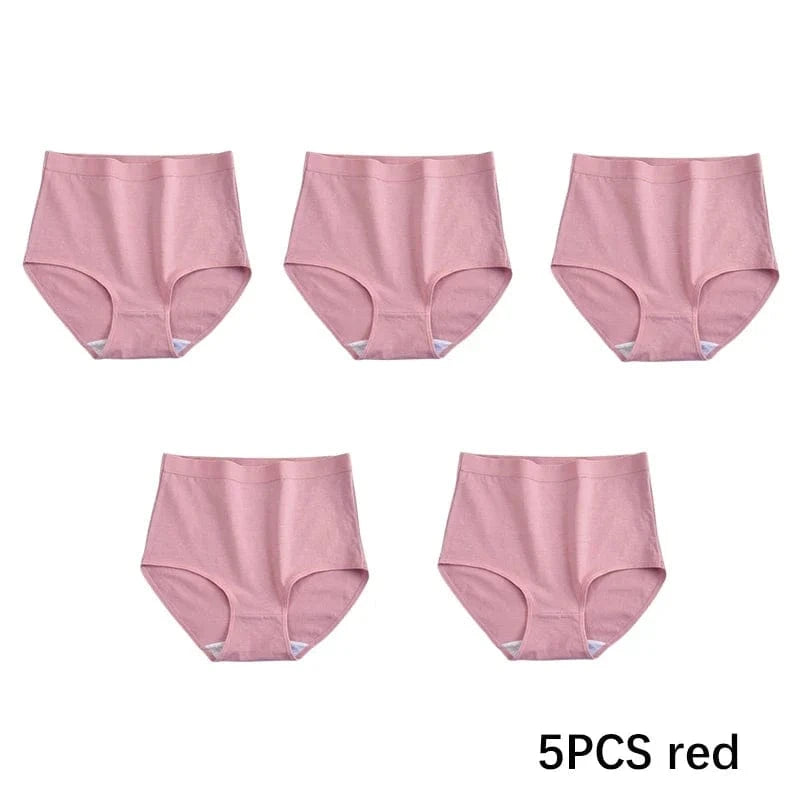 FallSweet 5PCS/set Women’s Cotton Panties Seamless Plus Size Briefs Solid Underwear Soft Breathable Underpants Female Lingerie - A-1 Thread Vault