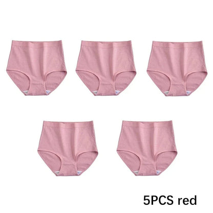 FallSweet 5PCS/set Women’s Cotton Panties Seamless Plus Size Briefs Solid Underwear Soft Breathable Underpants Female Lingerie - A-1 Thread Vault