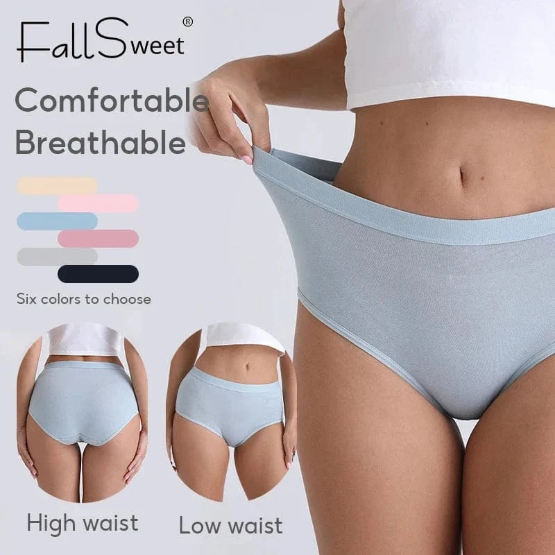 FallSweet 5PCS/set Women’s Cotton Panties Seamless Plus Size Briefs Solid Underwear Soft Breathable Underpants Female Lingerie - A-1 Thread Vault