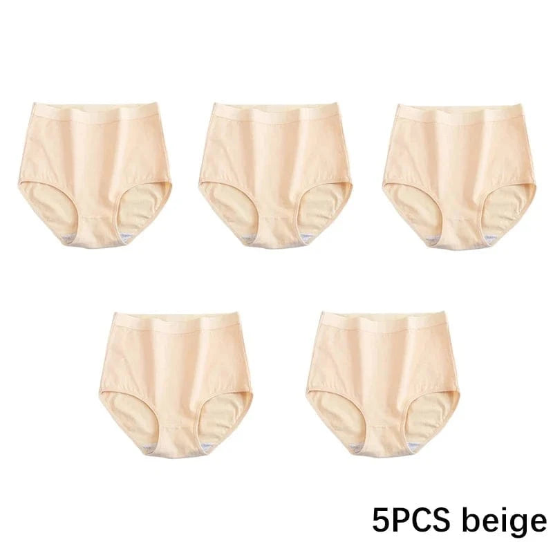FallSweet 5PCS/set Women’s Cotton Panties Seamless Plus Size Briefs Solid Underwear Soft Breathable Underpants Female Lingerie - A-1 Thread Vault