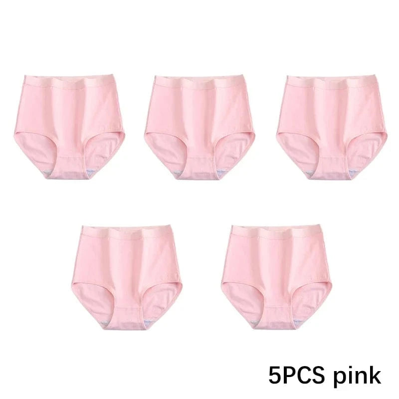 FallSweet 5PCS/set Women’s Cotton Panties Seamless Plus Size Briefs Solid Underwear Soft Breathable Underpants Female Lingerie - A-1 Thread Vault