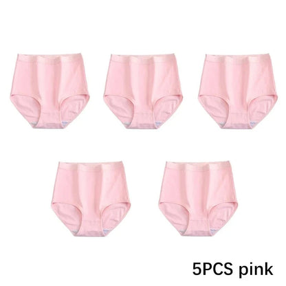 FallSweet 5PCS/set Women’s Cotton Panties Seamless Plus Size Briefs Solid Underwear Soft Breathable Underpants Female Lingerie - A-1 Thread Vault