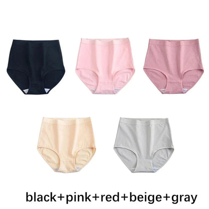FallSweet 5PCS/set Women’s Cotton Panties Seamless Plus Size Briefs Solid Underwear Soft Breathable Underpants Female Lingerie - A-1 Thread Vault