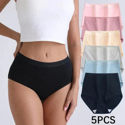 FallSweet 5PCS/set Women’s Cotton Panties Seamless Plus Size Briefs Solid Underwear Soft Breathable Underpants Female Lingerie - A-1 Thread Vault